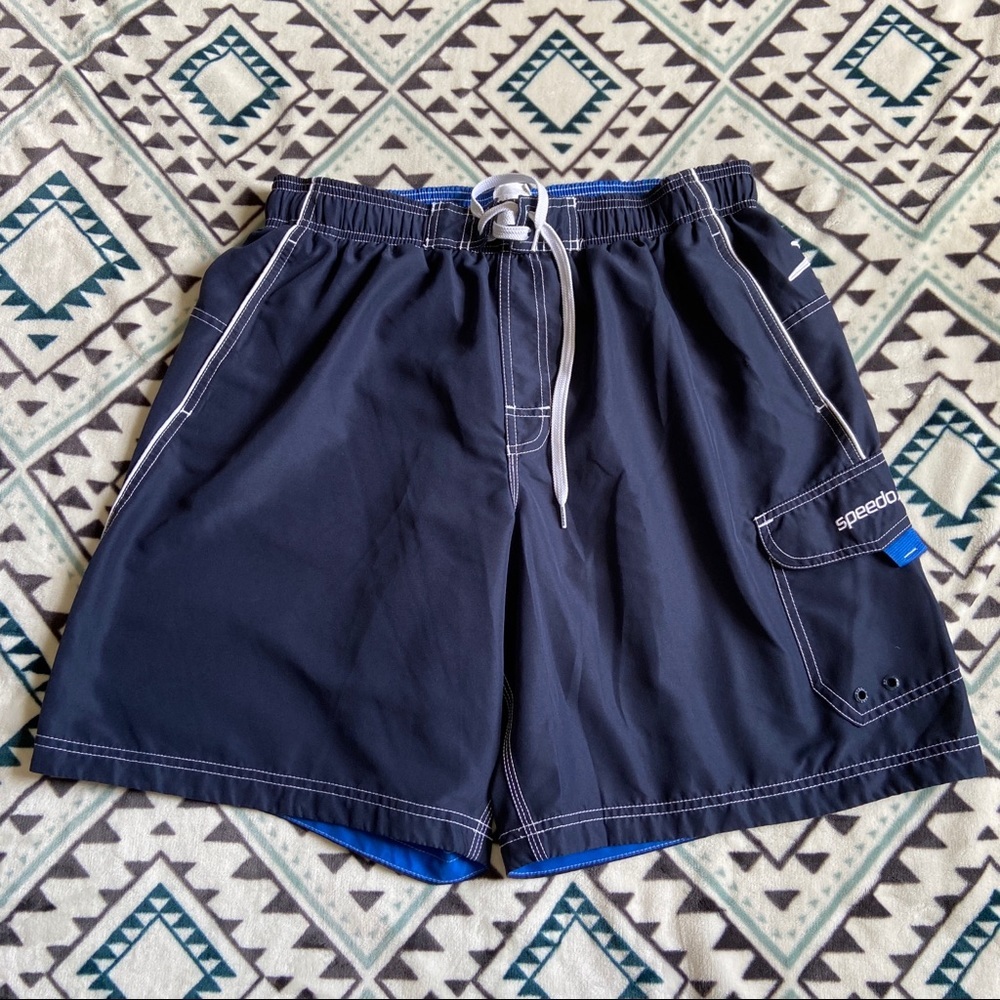 Speedo Men’s Navy Blue Amphibian Water Swim Men Shorts Large Outdoor Pool